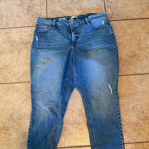 Women's Ava & Viv High Rise Skinny Distressed Faded Stretch Jeans Size 18 (157)